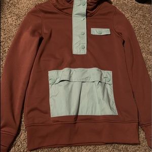 Maroon and light blue hoodie